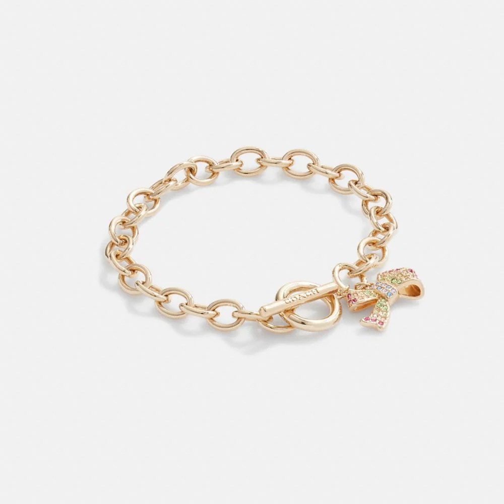 NWT Coach Pavé Bow Chain Link Bracelet